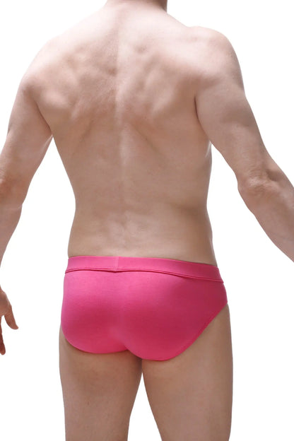 Bright pink briefs with a smooth form-fitting fabric and minimalist design in brief double pouch fuchsia style