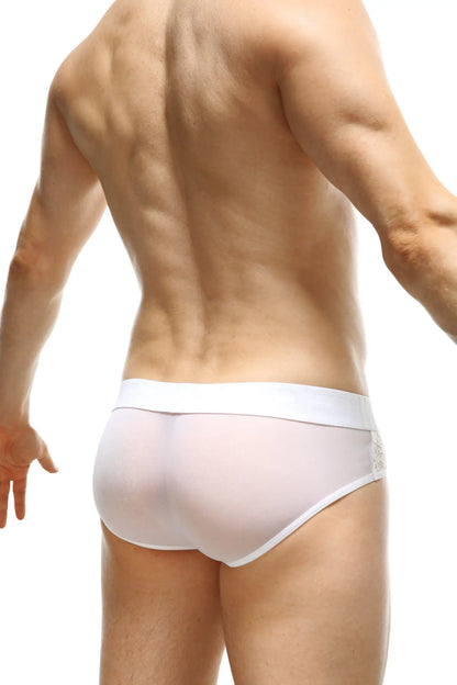 White sheer briefs ethel white lace with solid waistband and subtle lace side detailing for comfortable everyday wear