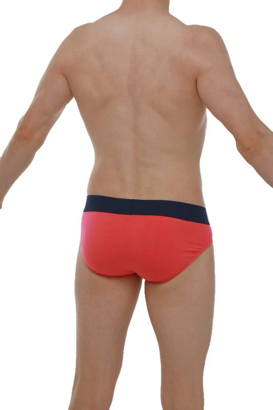 Brief hang modal fuchsia red briefs with navy blue waistband made of soft modal fabric for comfortable wear