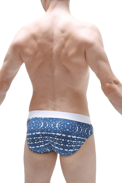 Brief jans new denim blue and white patterned men’s briefs with solid white waistband for comfortable wear