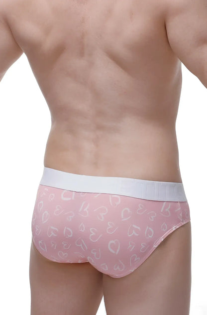 Brief malain løve pink briefs with heart pattern and white elastic waistband made of soft fabric