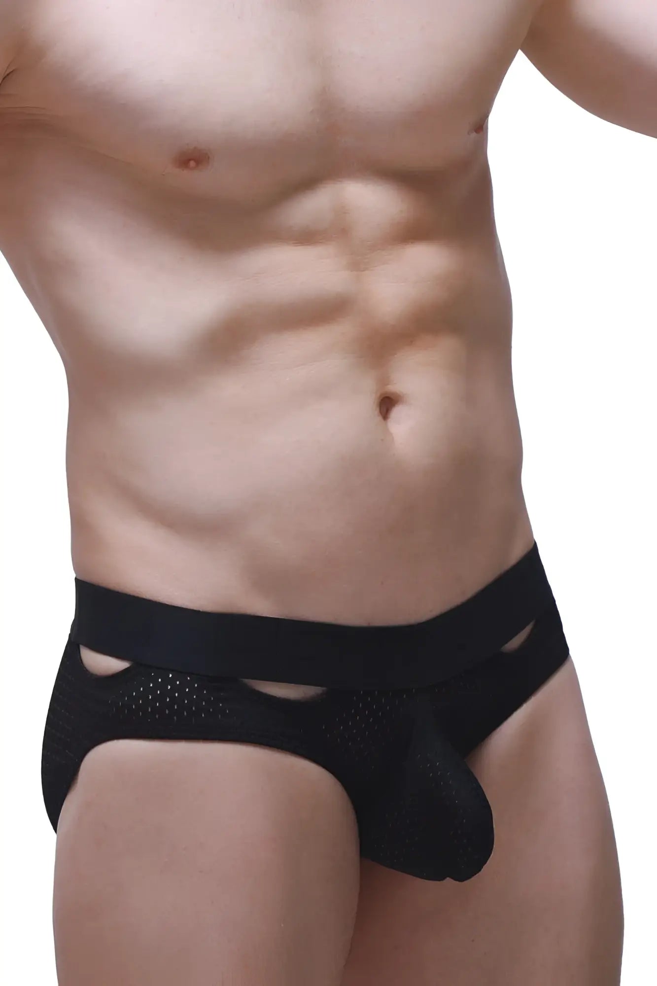 Brief Malans Bee black mesh briefs with solid waistband and cutout details for stylish comfortable wear