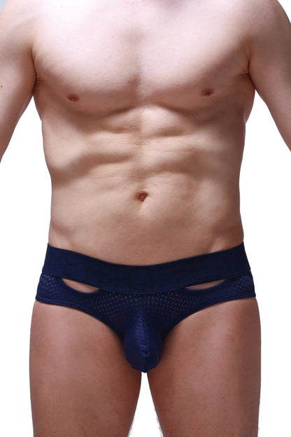 Navy blue mesh briefs brief malans bee with solid waistband and cutout details for breathable comfort