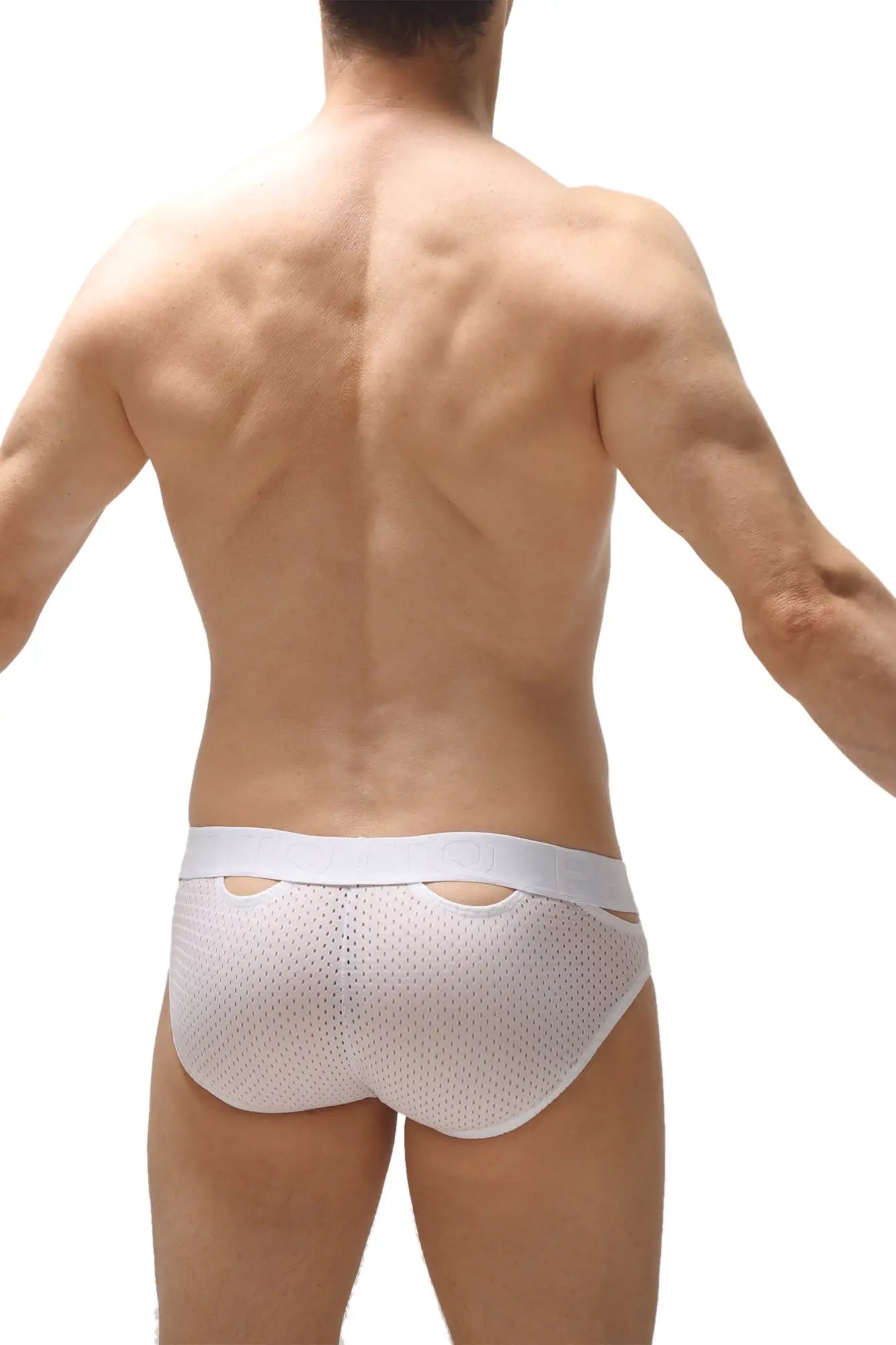 Brief Malans Bee White white mesh briefs with solid waistband and cutout details for comfortable everyday wear
