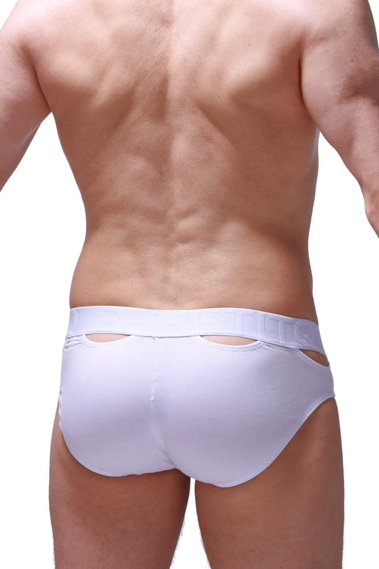 White men’s briefs malans modal with sleek form-fitting design and subtle side cutouts in white color
