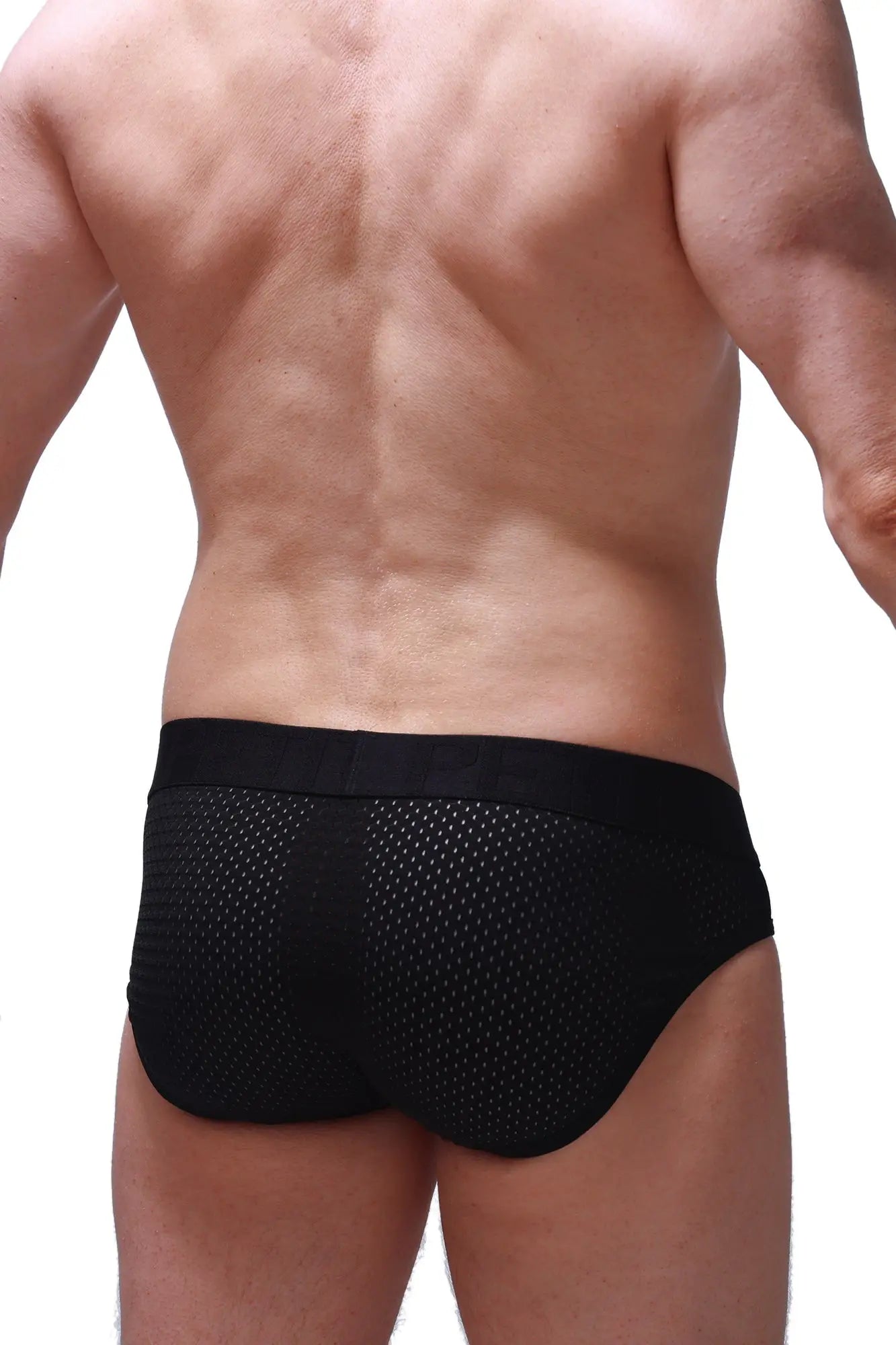 Brief maray tropical black mesh briefs with a solid elastic waistband for breathable comfort