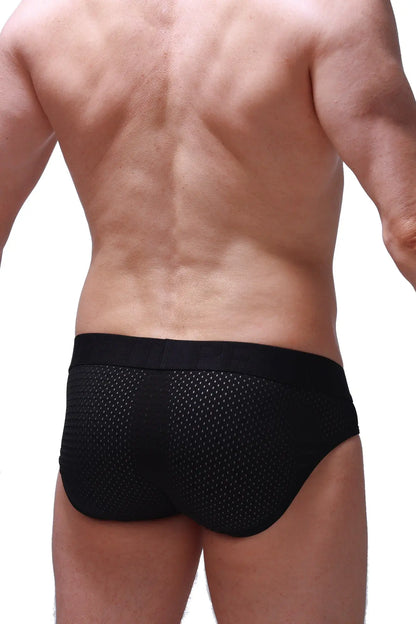 Brief maray tropical black mesh briefs with a solid elastic waistband for breathable comfort