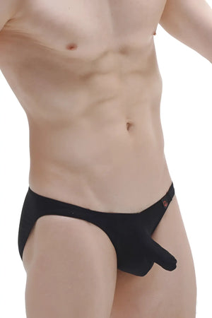 Black men’s briefs menil plum black with smooth form-fitting design and small red logo on waistband