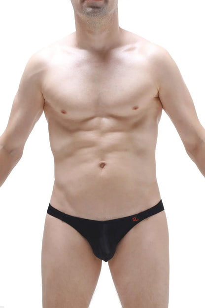 Black briefs menil plum black with subtle red logo on waistband made from soft comfortable fabric