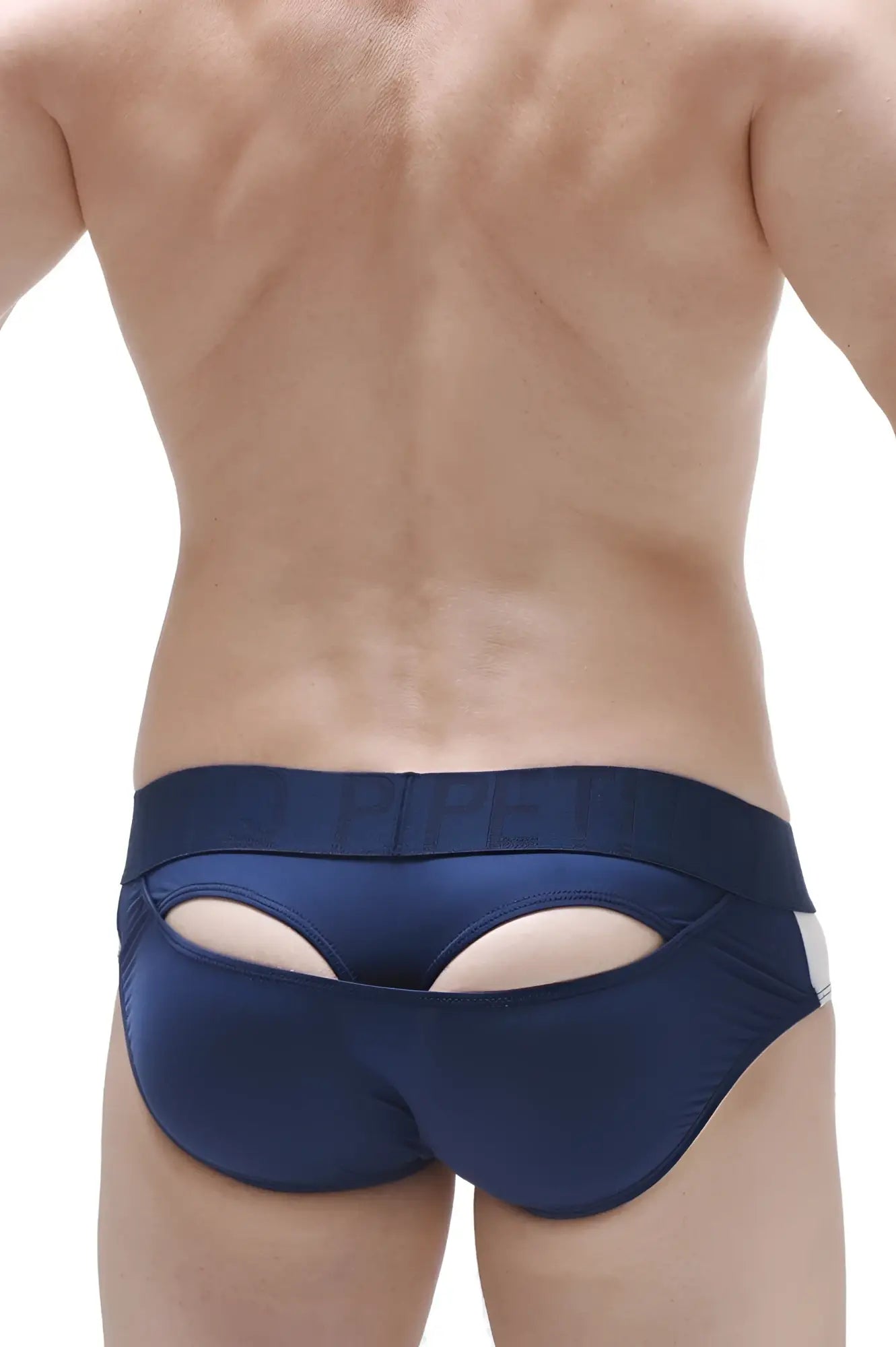 Navy blue satin briefs brief moonshine plum navy with white trim and distinctive side cutout design