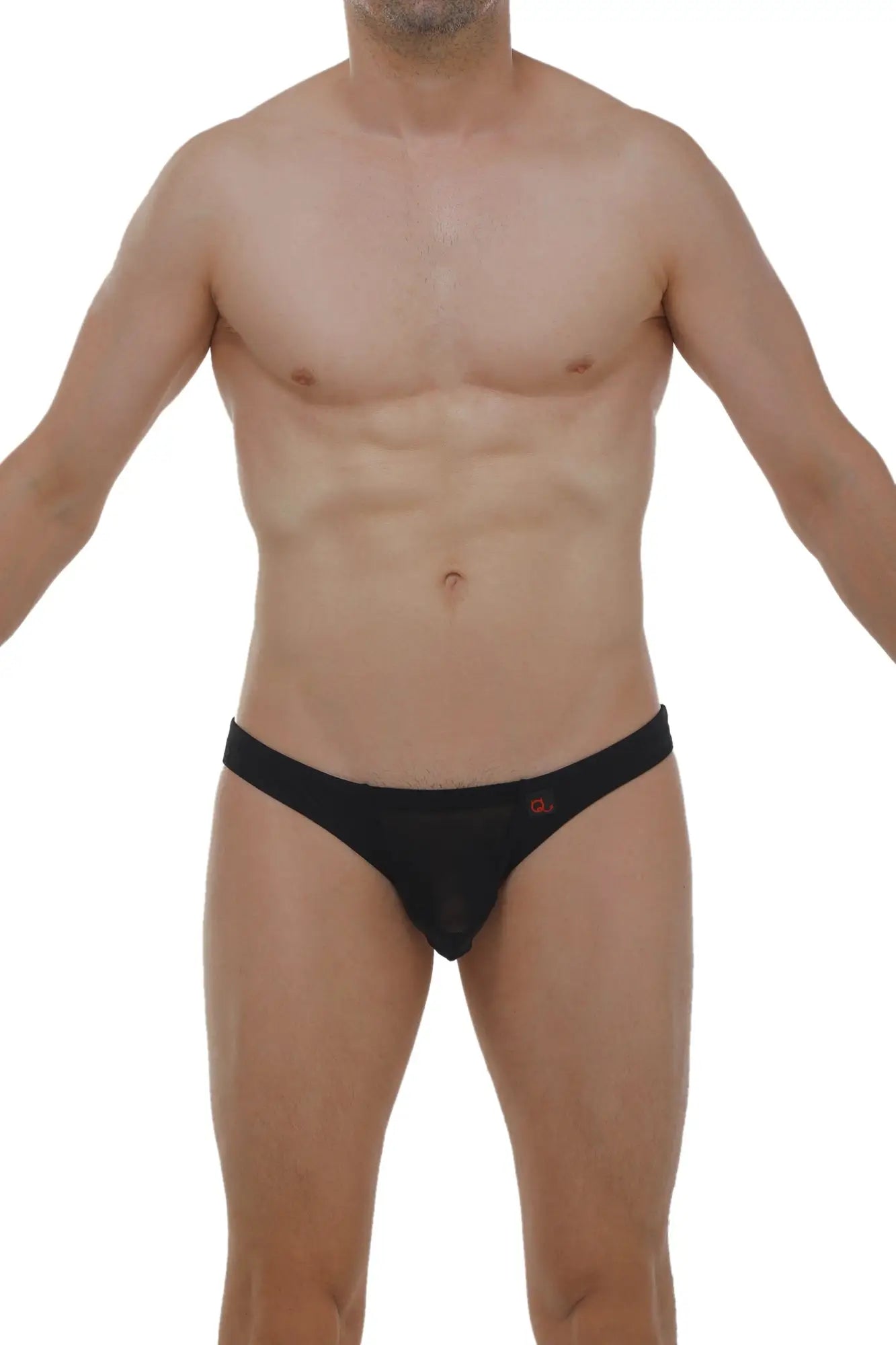Black briefs myennnes black with a subtle red logo on the left hipband in soft breathable fabric