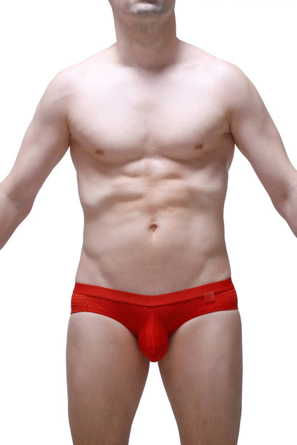 Brief scaux bee red textured briefs with snug fit and elastic waistband for comfortable everyday wear