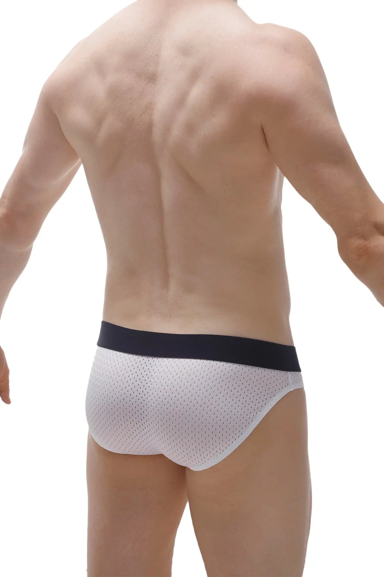 White mesh briefs steaux bee white with black elastic waistband for comfortable everyday wear