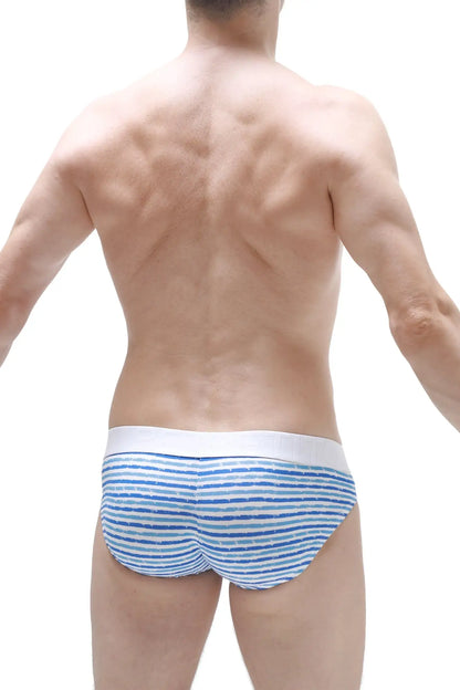 Brief taik malo blue and white striped briefs with solid white waistband comfortable for everyday wear