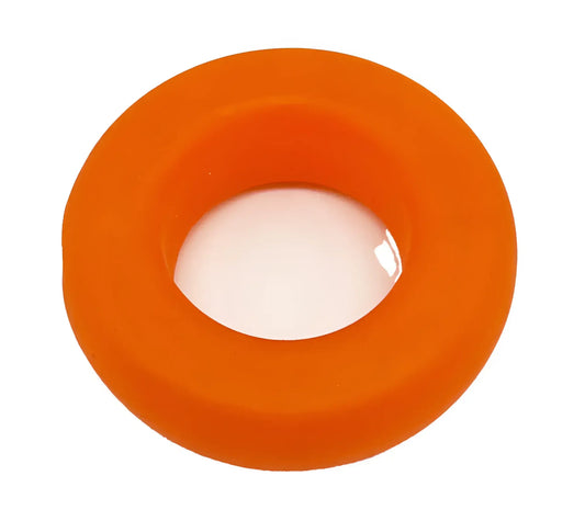 Bright orange BUFU ring made of silicone with a smooth slightly glossy finish and comfortable fit