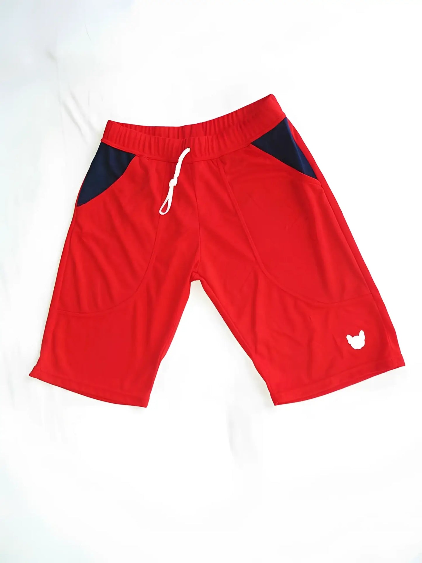Bullywear 2skin red athletic shorts with navy side panels white drawstring and small white logo size m