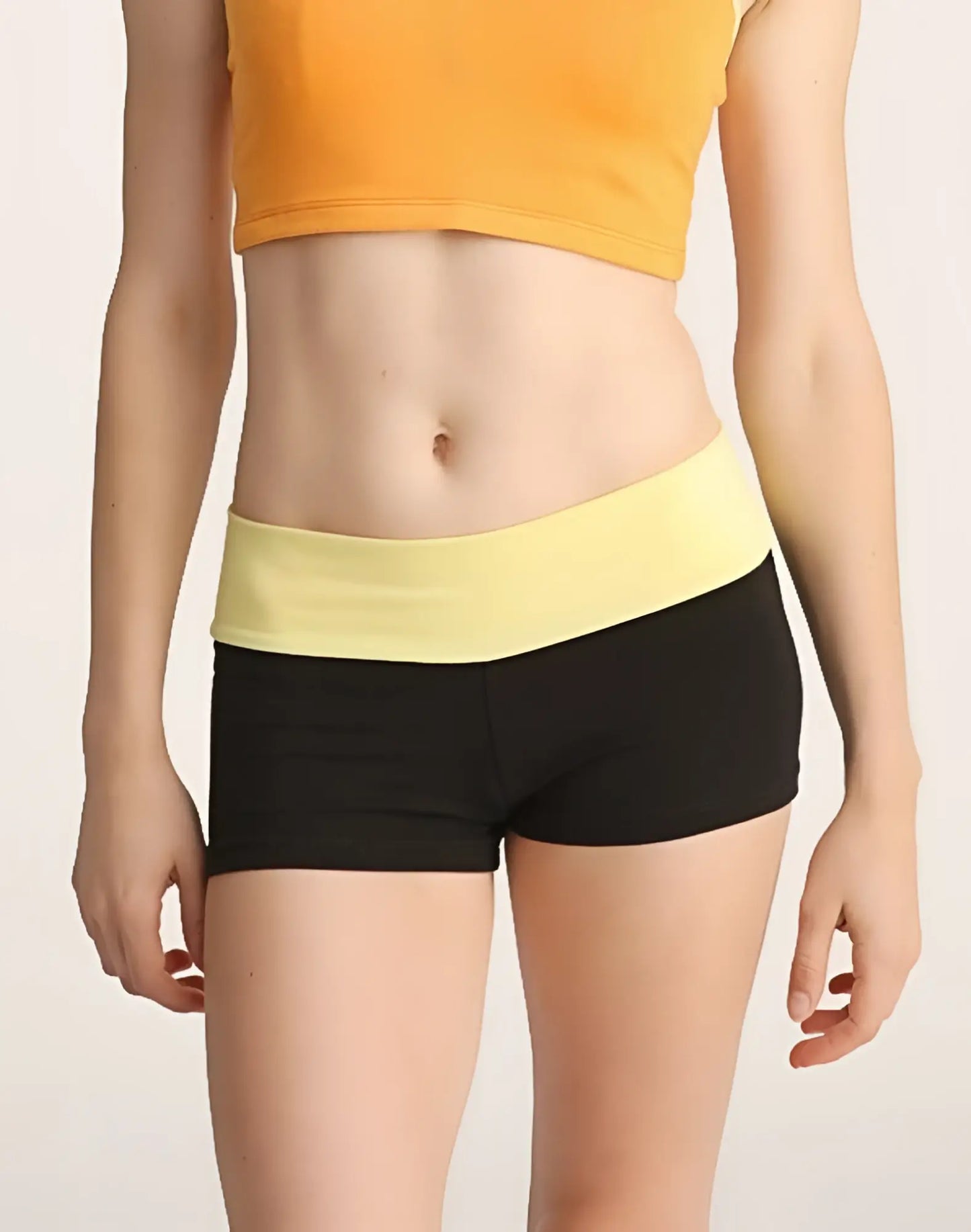 Bumble short black and yellow athletic shorts with wide elastic waistband designed for active wear