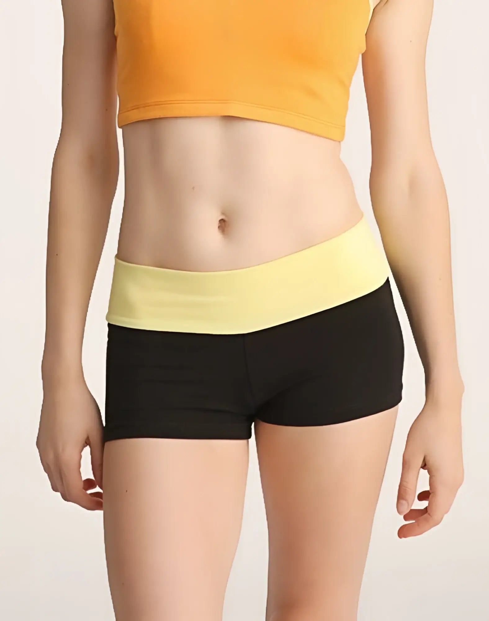 Bumble short black and yellow athletic shorts with wide elastic waistband designed for active wear