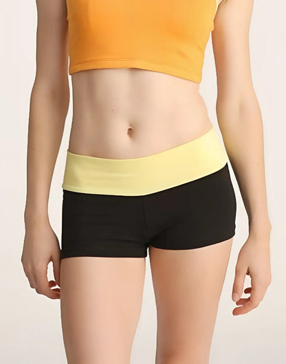 Bumble short black and yellow athletic shorts with wide elastic waistband designed for active wear