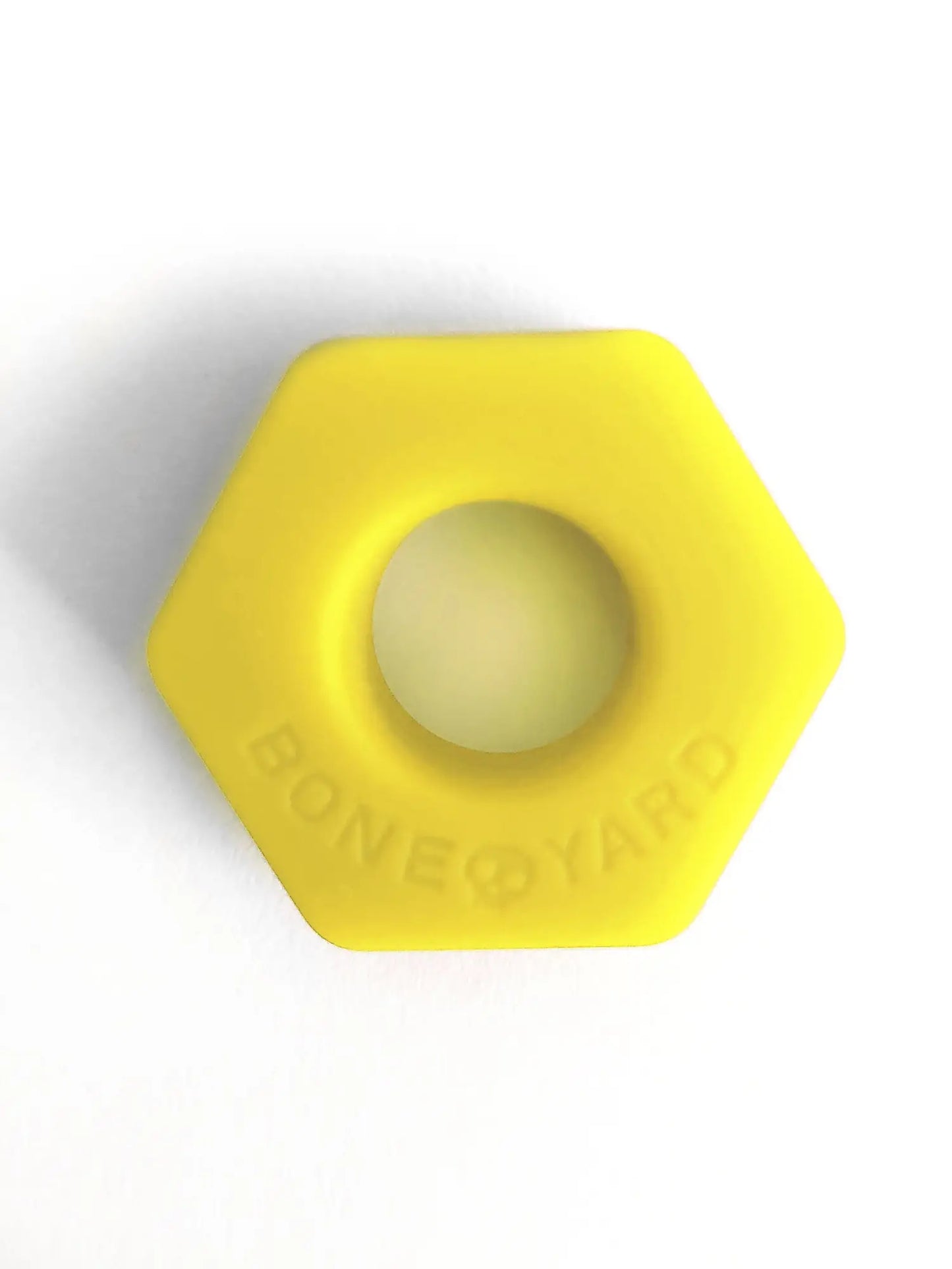 Bright yellow hexagonal silicone ring bust a nut with bone yard embossed for grip and style