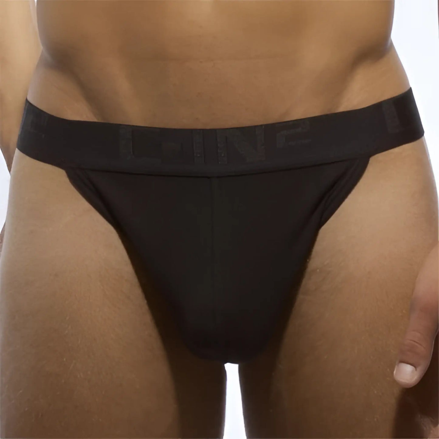 Black c-in2 core thong underwear size s with snug fit and elastic waistband featuring linc branding