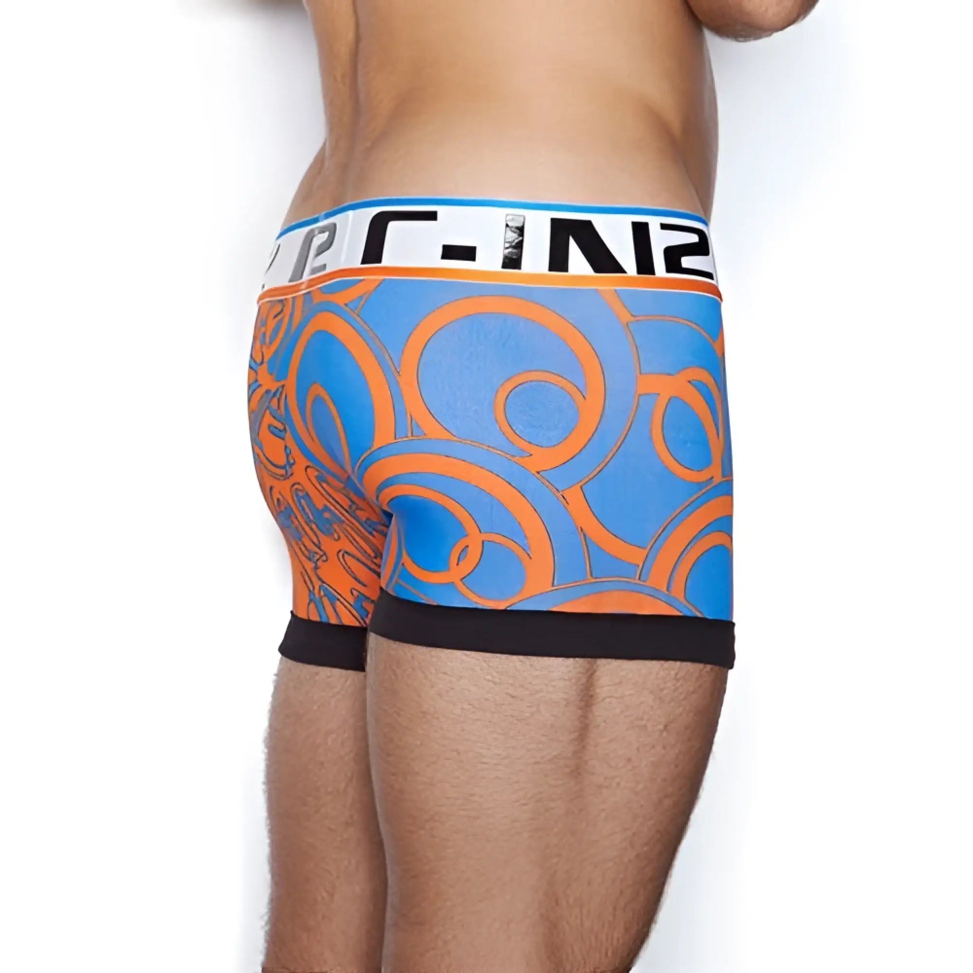 Blue and orange patterned c-in2 culture club lo no show army trunk boxer briefs with black waistband size l