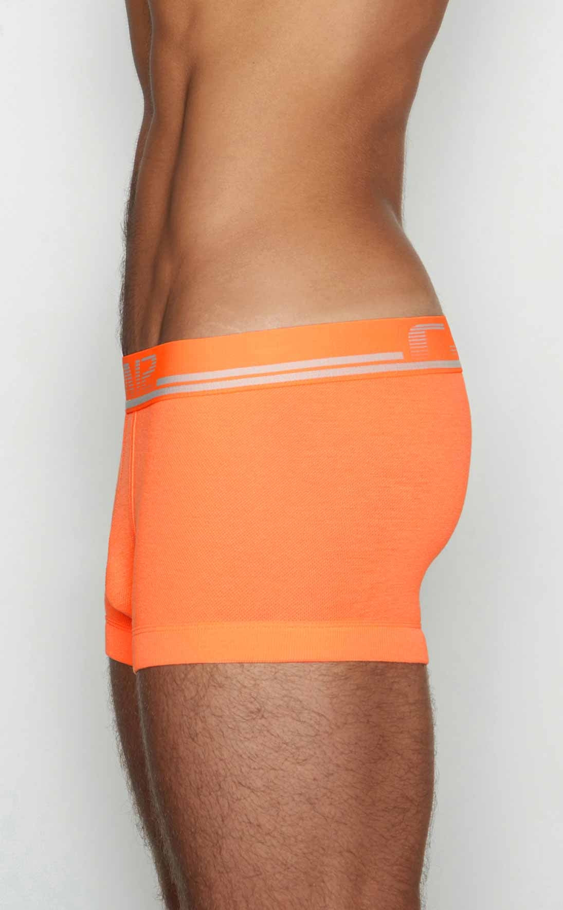 Bright orange c-in2 trunk 1023 boxer briefs with silver striped waistband and small side logo for everyday comfort