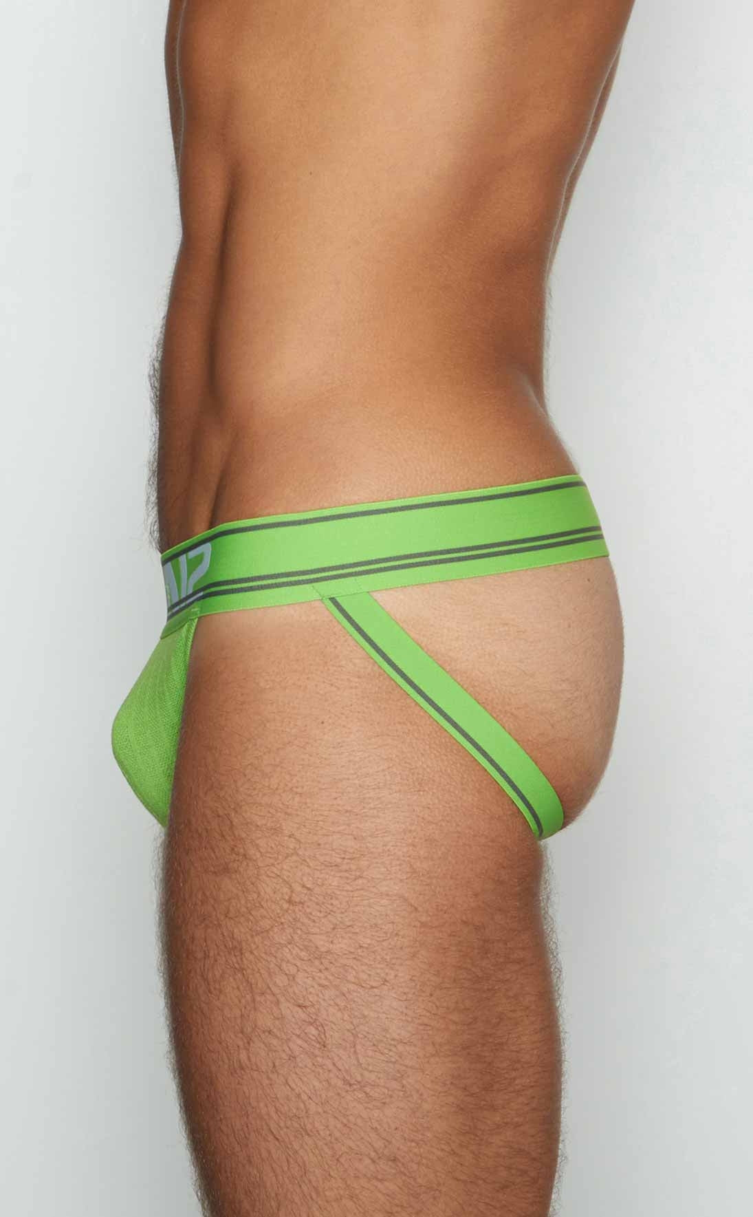 C-in2 jockstrap 6726 bright lime green athletic briefs with black trim and subtle logo on the waistband