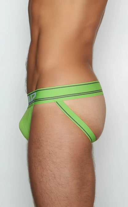 C-in2 jockstrap 6726 bright lime green athletic briefs with black trim and subtle logo on the waistband