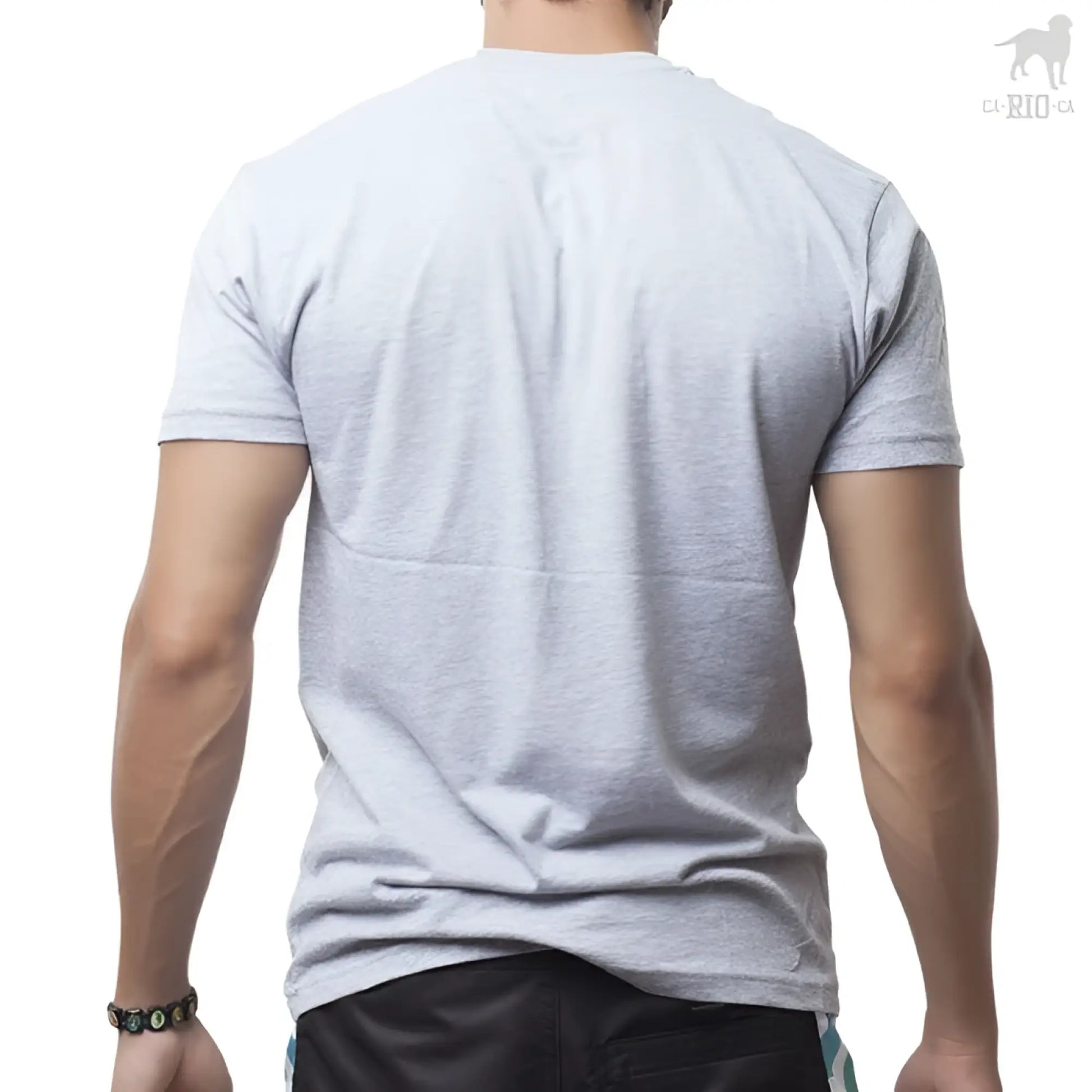 A heather gray short-sleeved crew neck t-shirt with subtle stitching from CA-RIO-CA football team collection size M