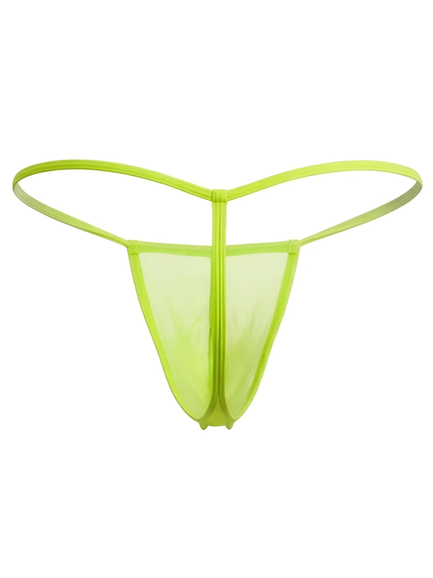 A neon green sheer mesh thong g-string with a central zipper from candyman 9586 hot green mesh collection