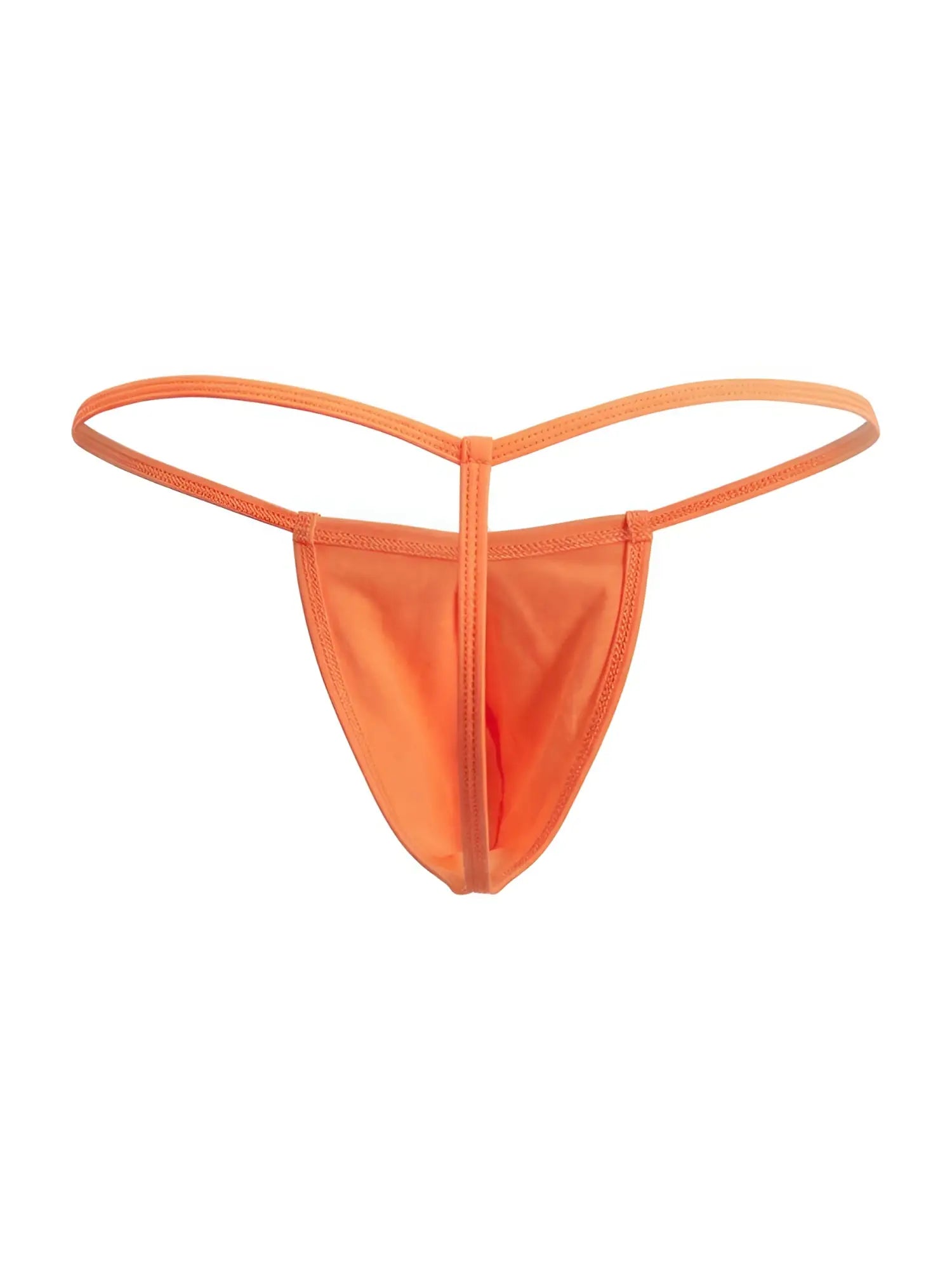 Bright orange candyMan 9586 g-string thong made of smooth stretchy fabric with thin straps and a central seam