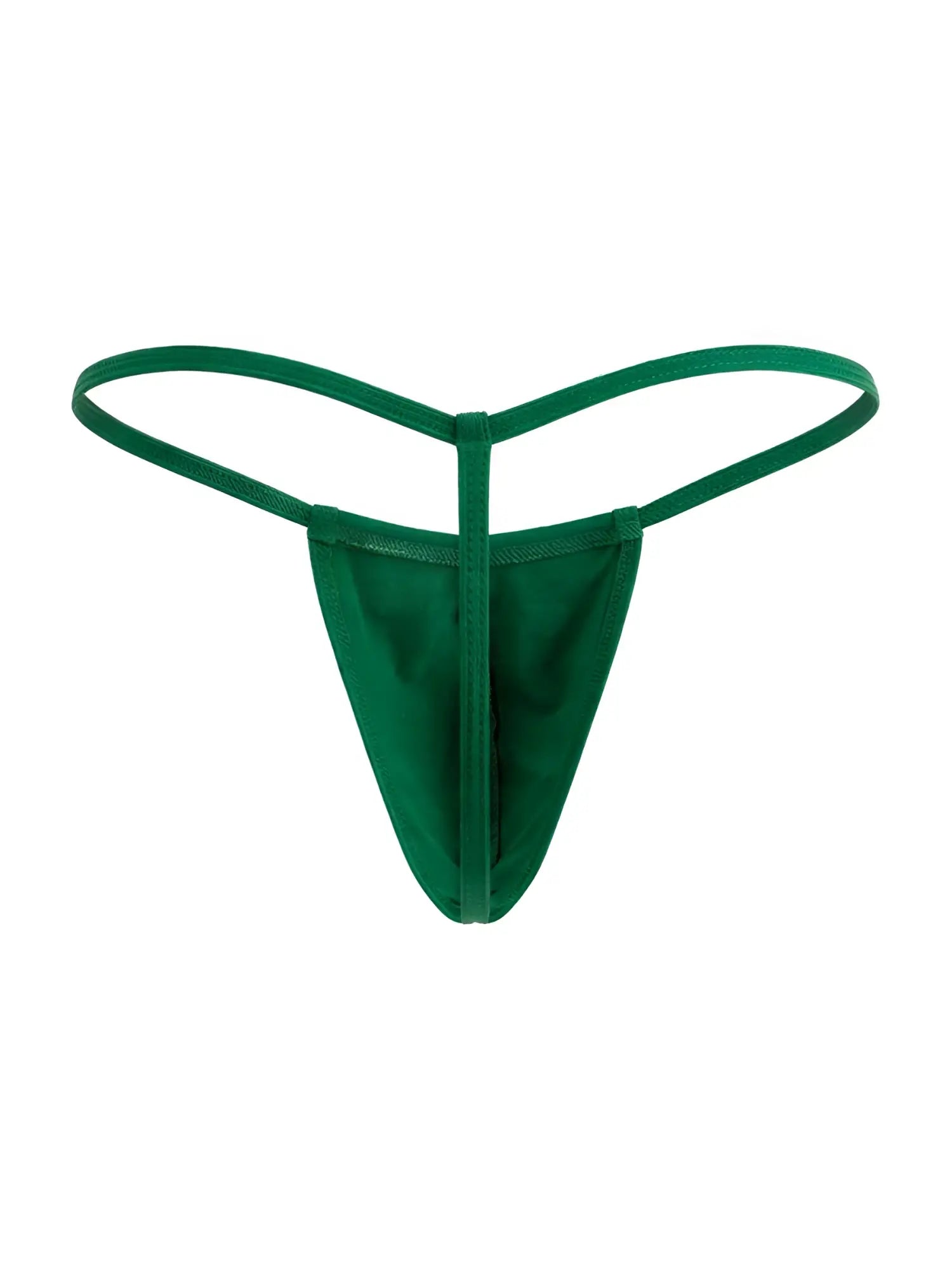 Green thong g-string candyMan 9586 in nature green made of smooth stretchy fabric with thin straps and simple design