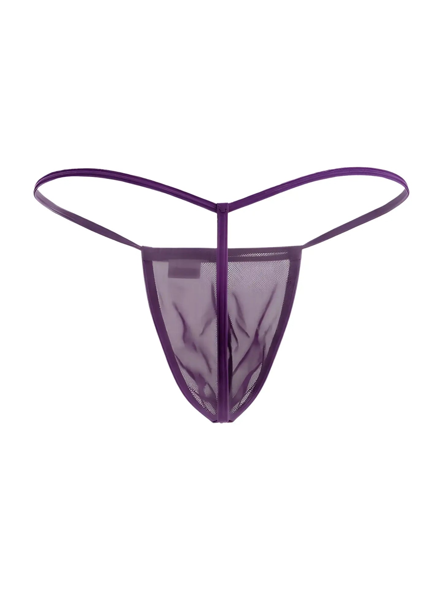 Purple mesh thong g-string with thin elastic straps from candyman 9586 in a sheer breathable fabric