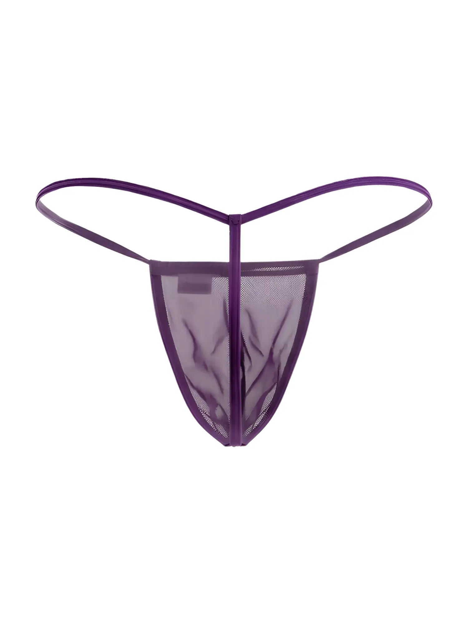 Purple mesh thong g-string with thin elastic straps from candyman 9586 in a sheer breathable fabric