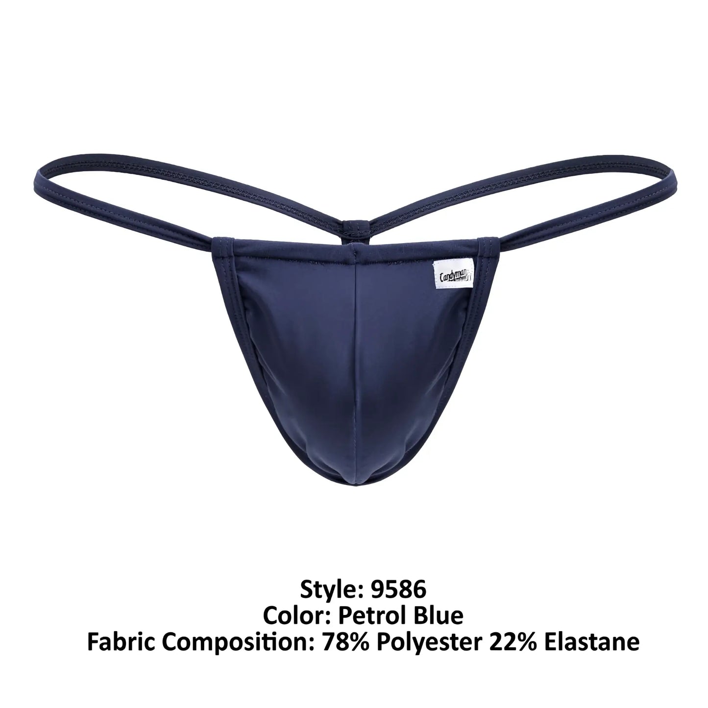 CandyMan 9586 petrol blue g-string thong made of 78 polyester 22 elastane with sleek design and thin elastic straps