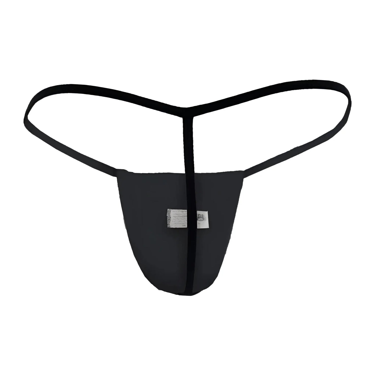 Black CandyMan 9586 thong made of smooth stretchy fabric with a central seam and thin elastic straps