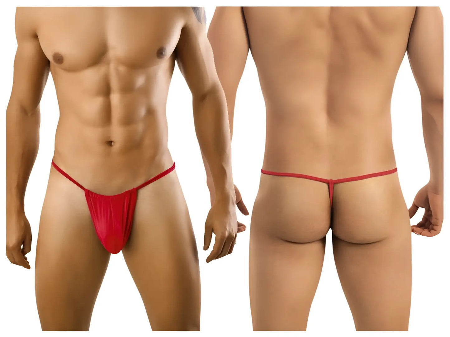 CandyMan 9586 thong in red made of smooth stretchy fabric shown from the back side