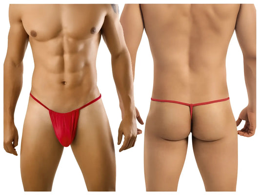 CandyMan 9586 thong in red made of smooth stretchy fabric shown from the back side