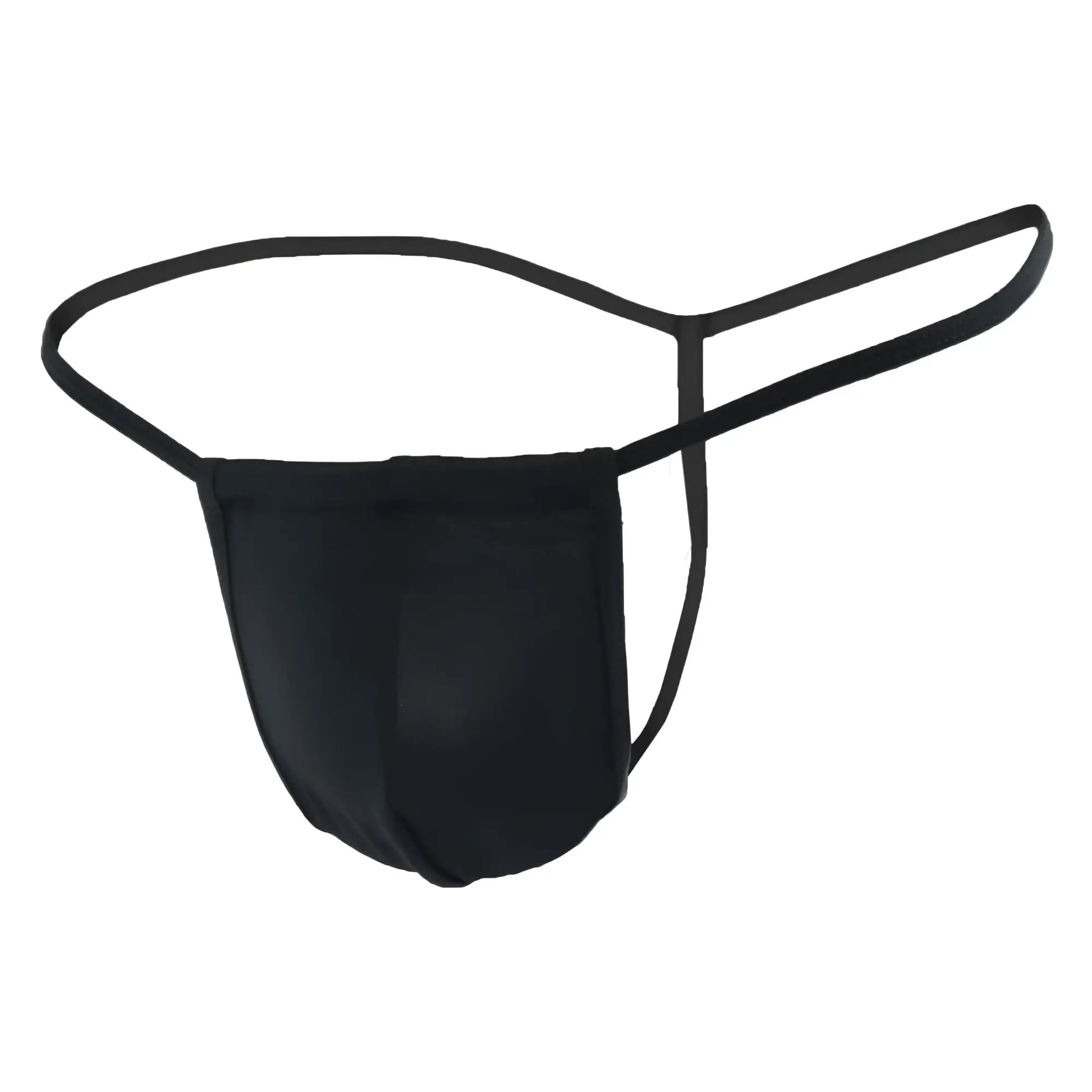 Black mesh thong with thin elastic straps candyMan 9586X thong front view in black color