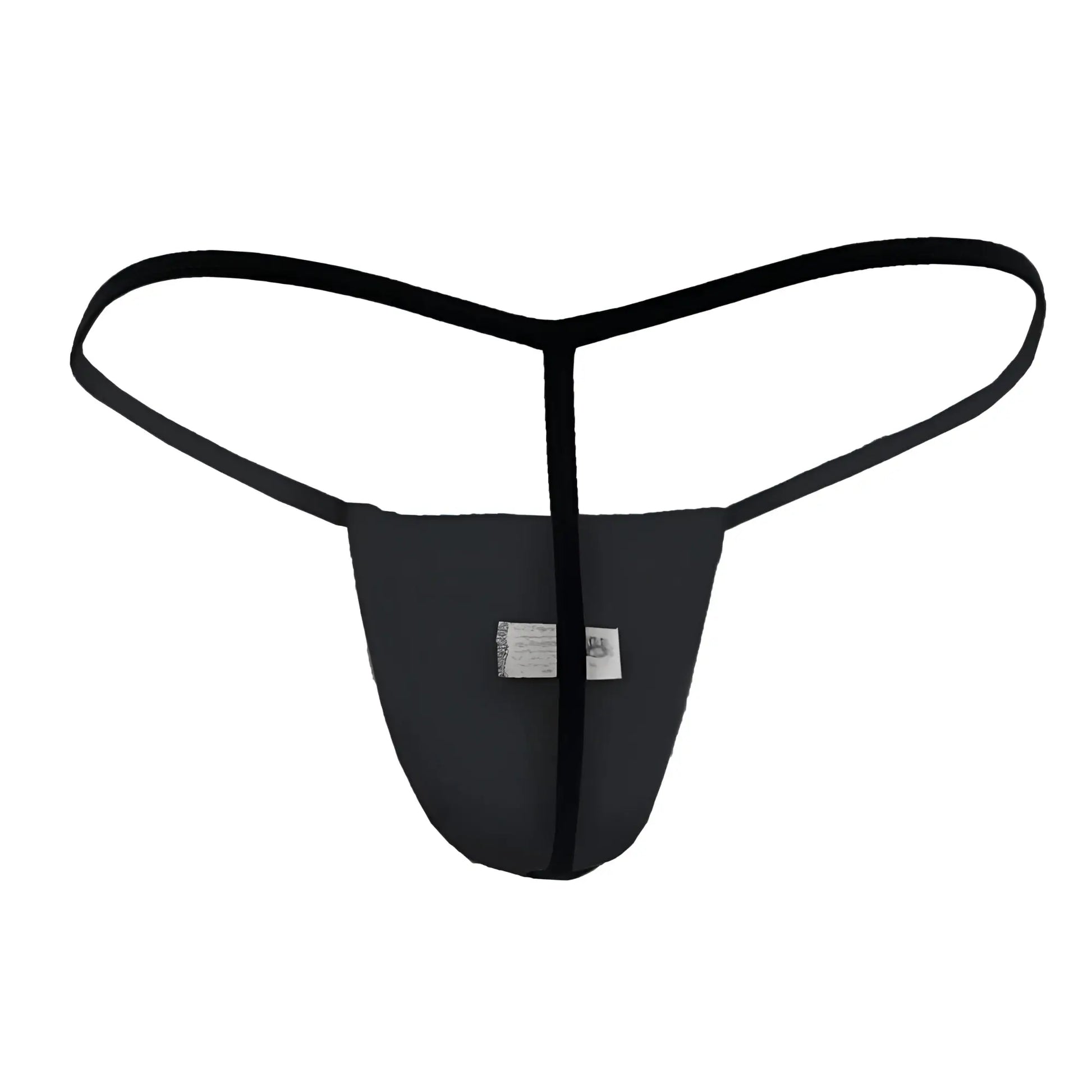 Black CandyMan 9586X thong made of smooth stretchy fabric with central seam and thin elastic straps