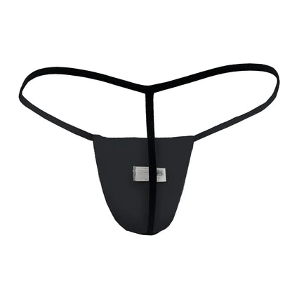 Black CandyMan 9586X thong made of smooth stretchy fabric with central seam and thin elastic straps