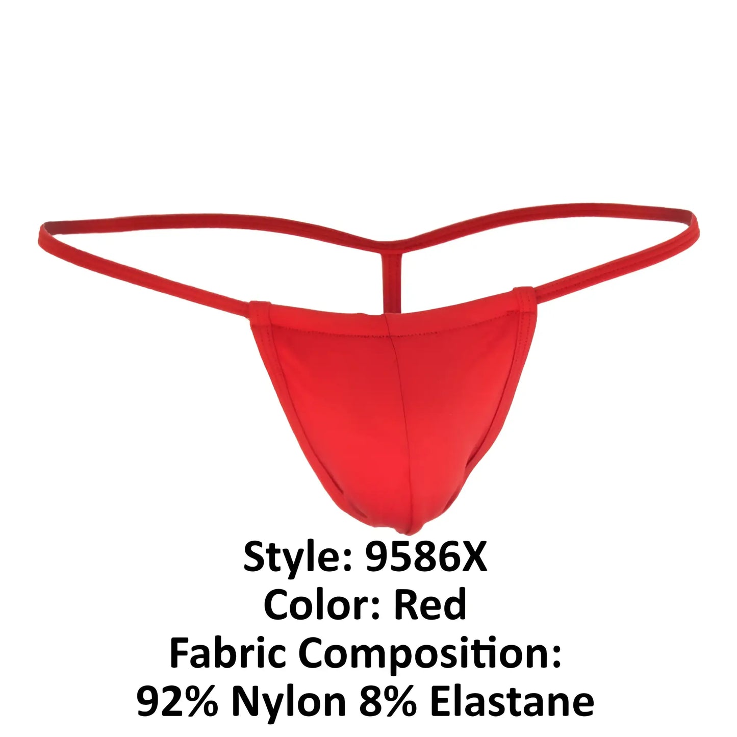 Red CandyMan 9586X thong made of 92 nylon and 8 elastane showing the back side of the product