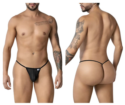 Black mesh CandyMan 99246 G-string thong with thin elastic waistband and small white brand tag