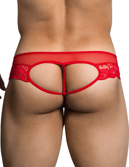 String en dentelle découpée Candyman sous-vêtements rouge 99299 taille S