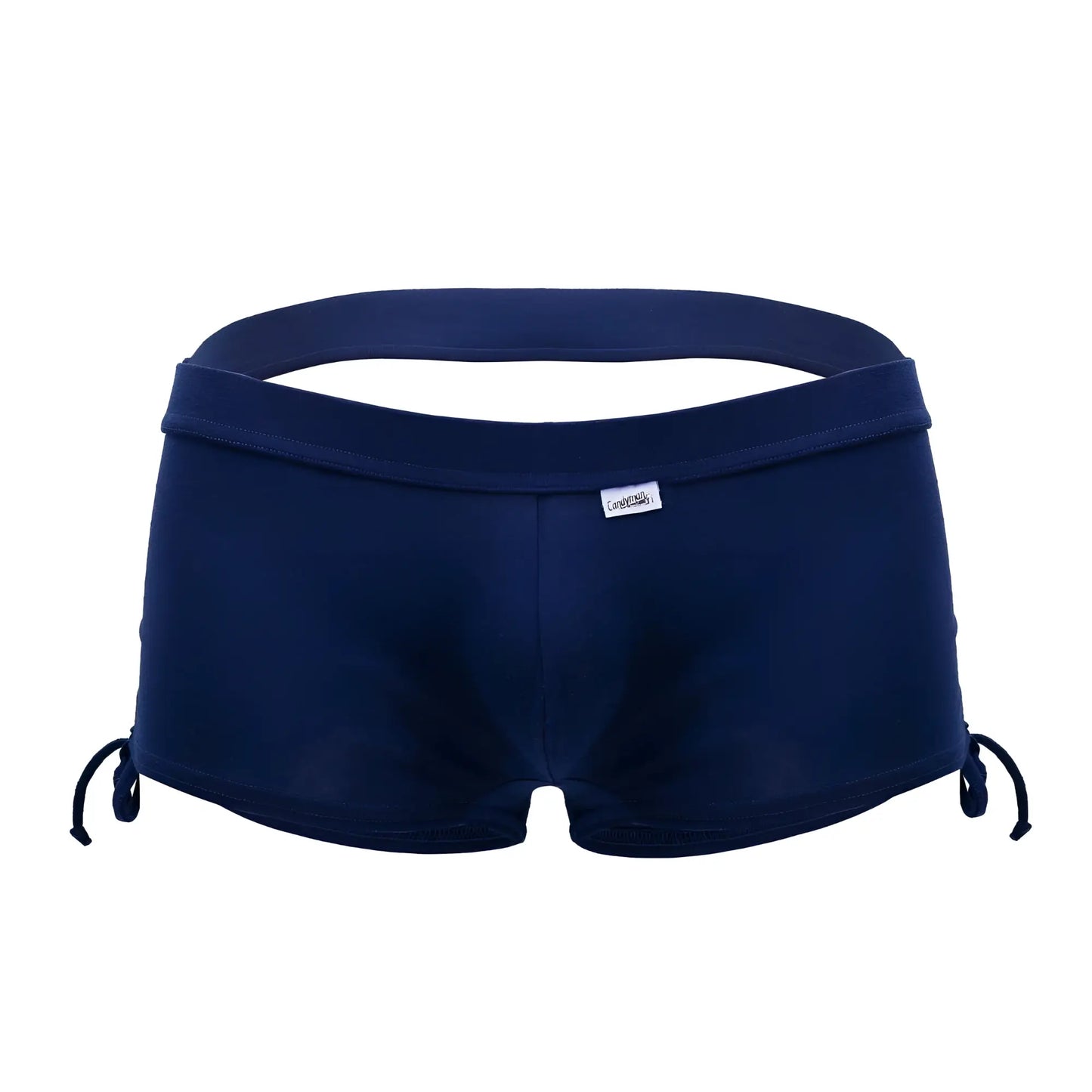 Navy blue cotton candy man 99602x lounge pajama shorts with side ties and small brand tag on waistband