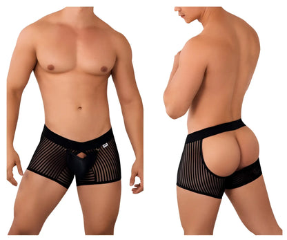 CandyMan 99636 mesh trunks in black feature breathable mesh briefs with a solid waistband and central pouch