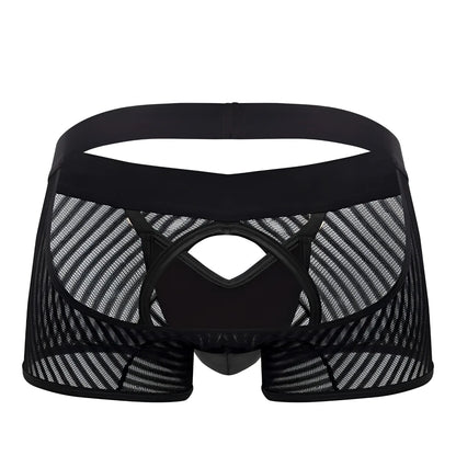 Black mesh briefs candy man 99636 with solid black waistband and reinforced stitching for comfortable support