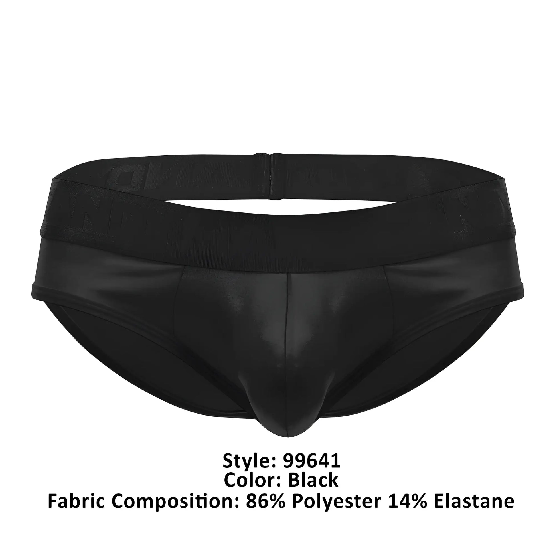 Black glossy finish men’s briefs candyMan 99641 shorty briefs made of 86% polyester and 14% elastane