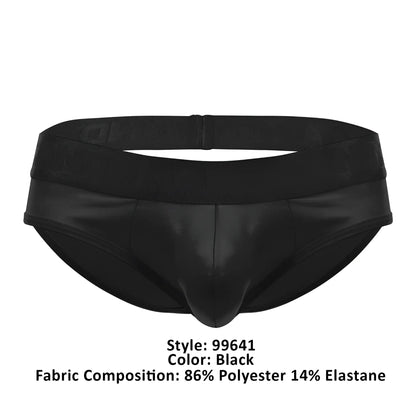 Black glossy finish men’s briefs candyMan 99641 shorty briefs made of 86% polyester and 14% elastane